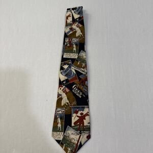 L'ATELIER Golf themed tie old time Golf travel posters of travel tournaments